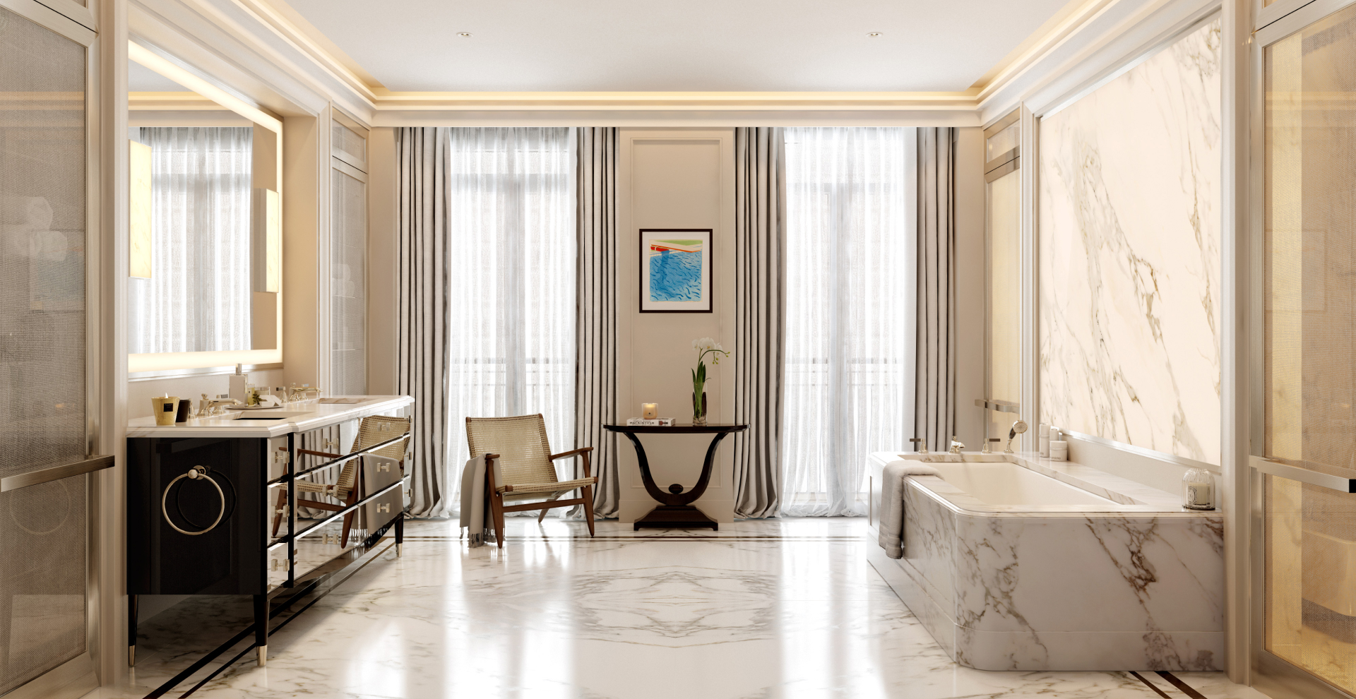 Calacatta Gold marble in the master bathroom